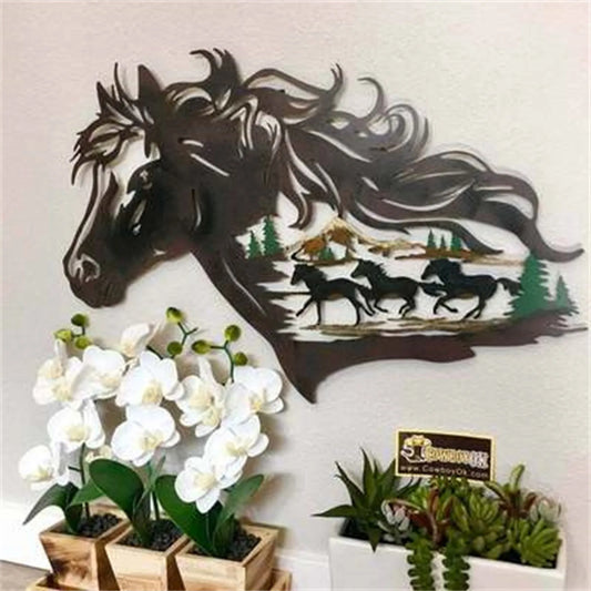 Rustic Metal Horse Shadow -wall Art