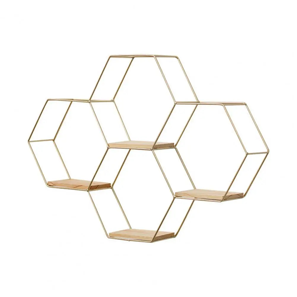 Wall-Mounted Hexagonal Iron Shelf