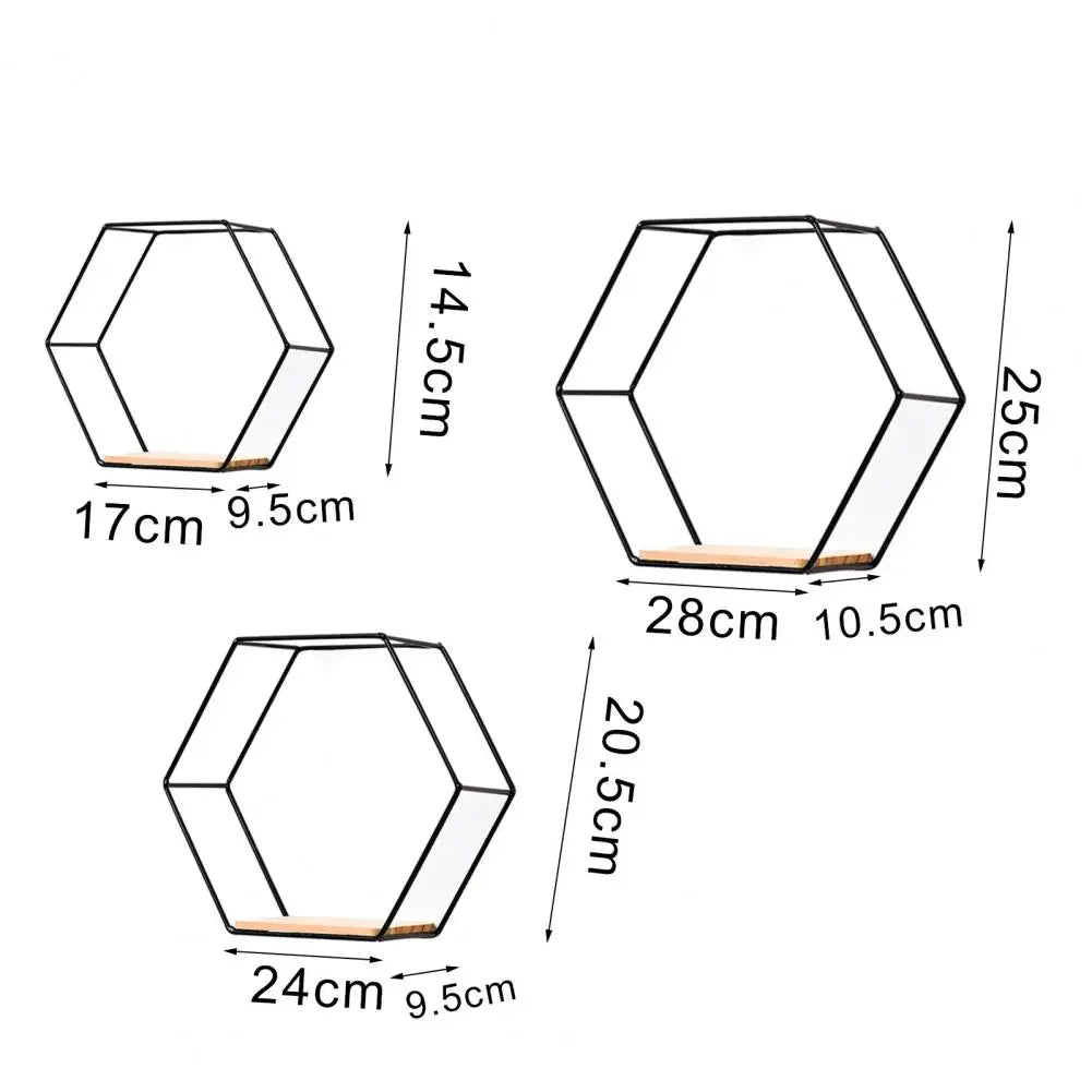 Wall-Mounted Hexagonal Iron Shelf