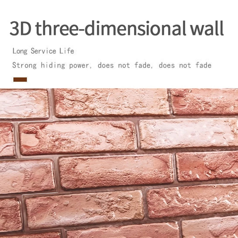 12pcs 3D Brick Wall Self-Adhesive Stickers