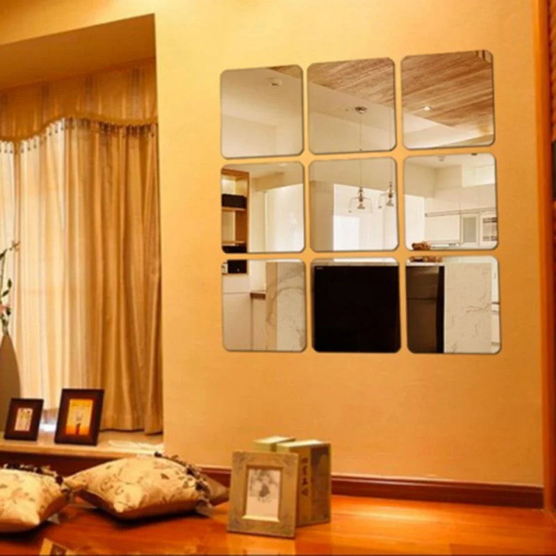 6pcs Square Mirror Wall Stickers