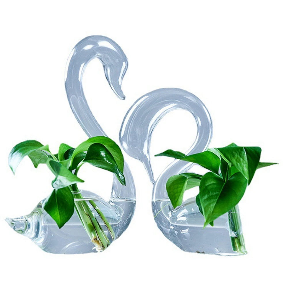 Clear Glass Swan Shape Flower Vase