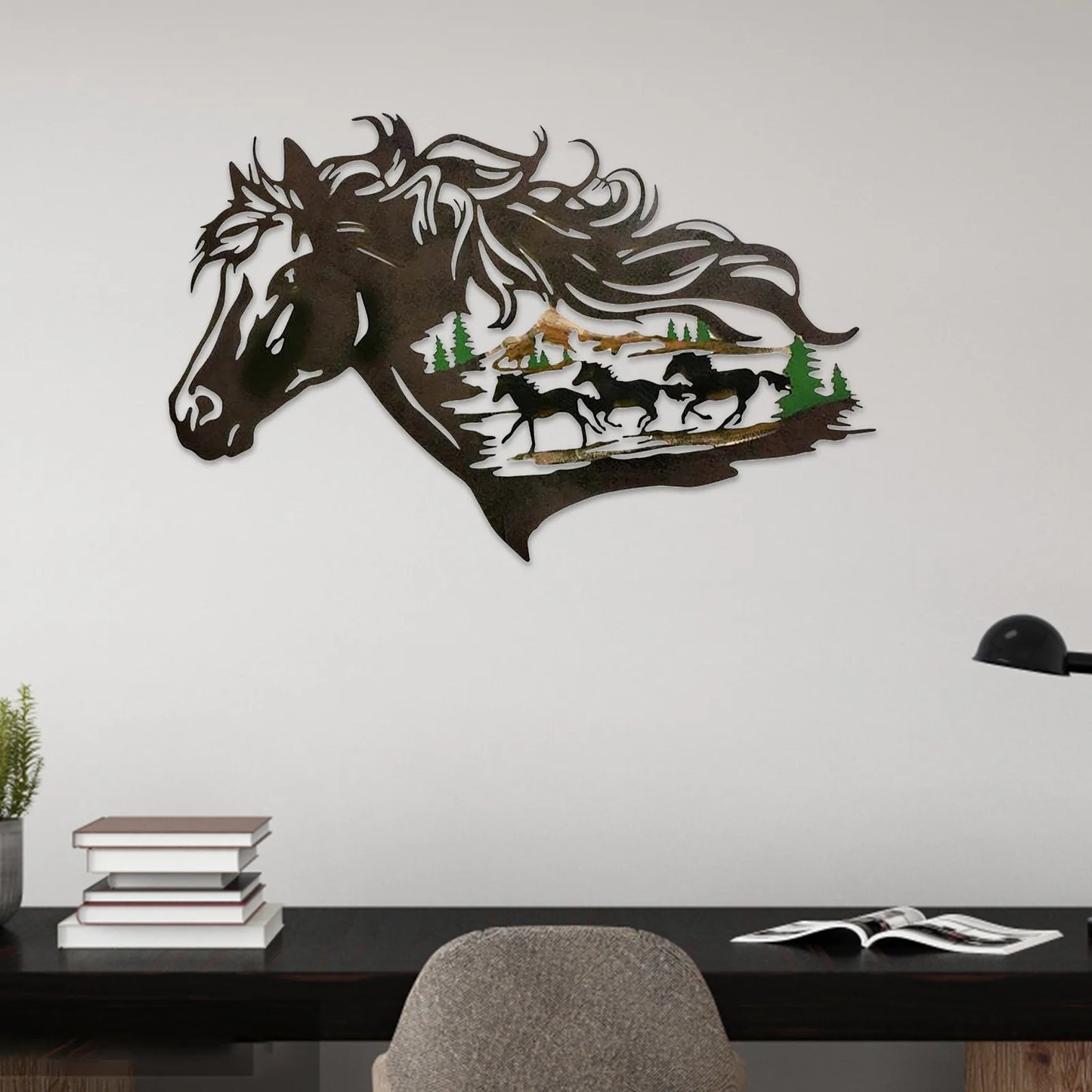 Rustic Metal Horse Shadow -wall Art