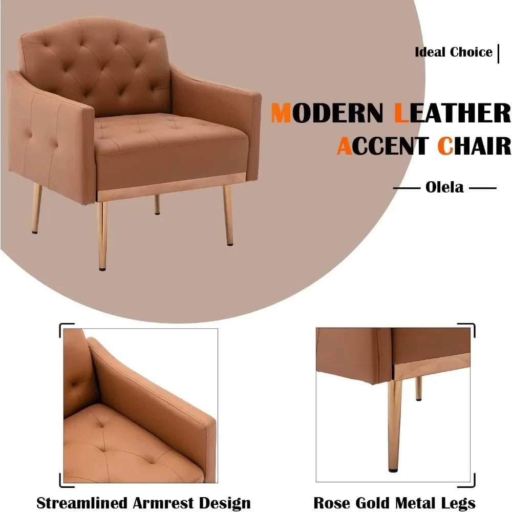 Faux Leather Accent Chair With Arms