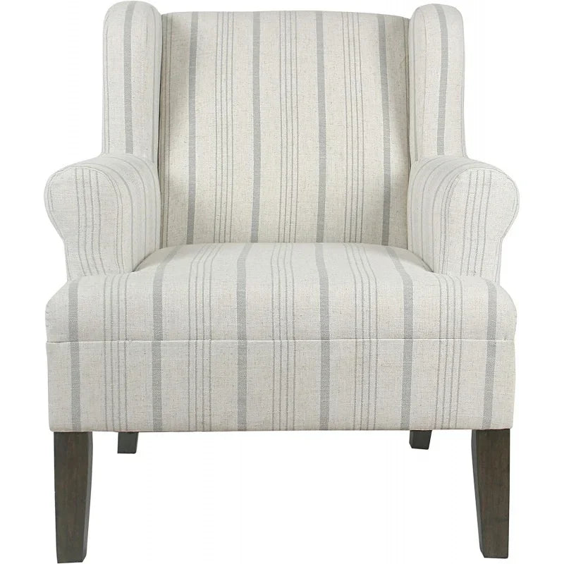 Upholstered Rolled Arm Wingback Accent Chair