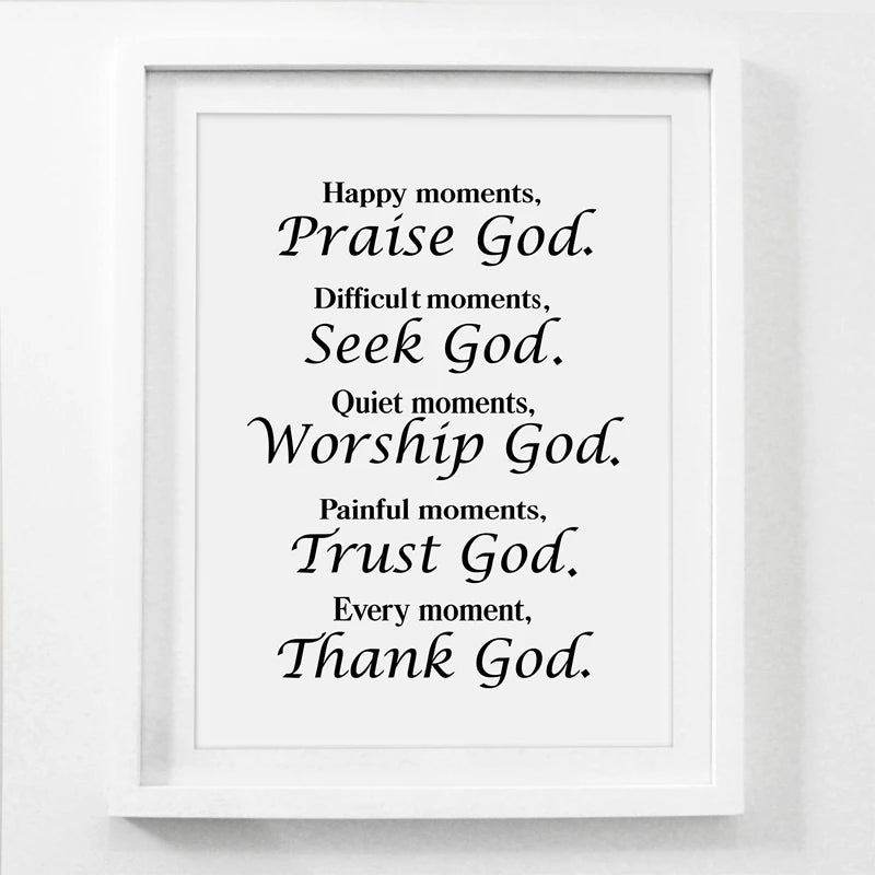 Every Moment Thank God Bible Verse Canvas Painting Posters