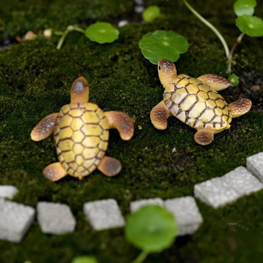 2Pcs Resin Mini Sea Turtle Figurines