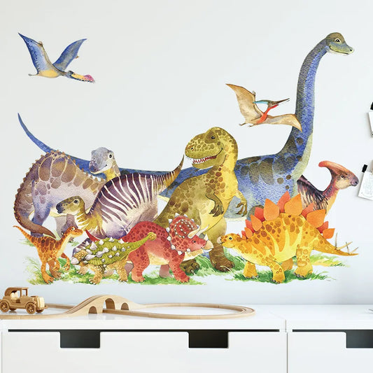 3D Cartoon Dinosaur Group Wall Sticker