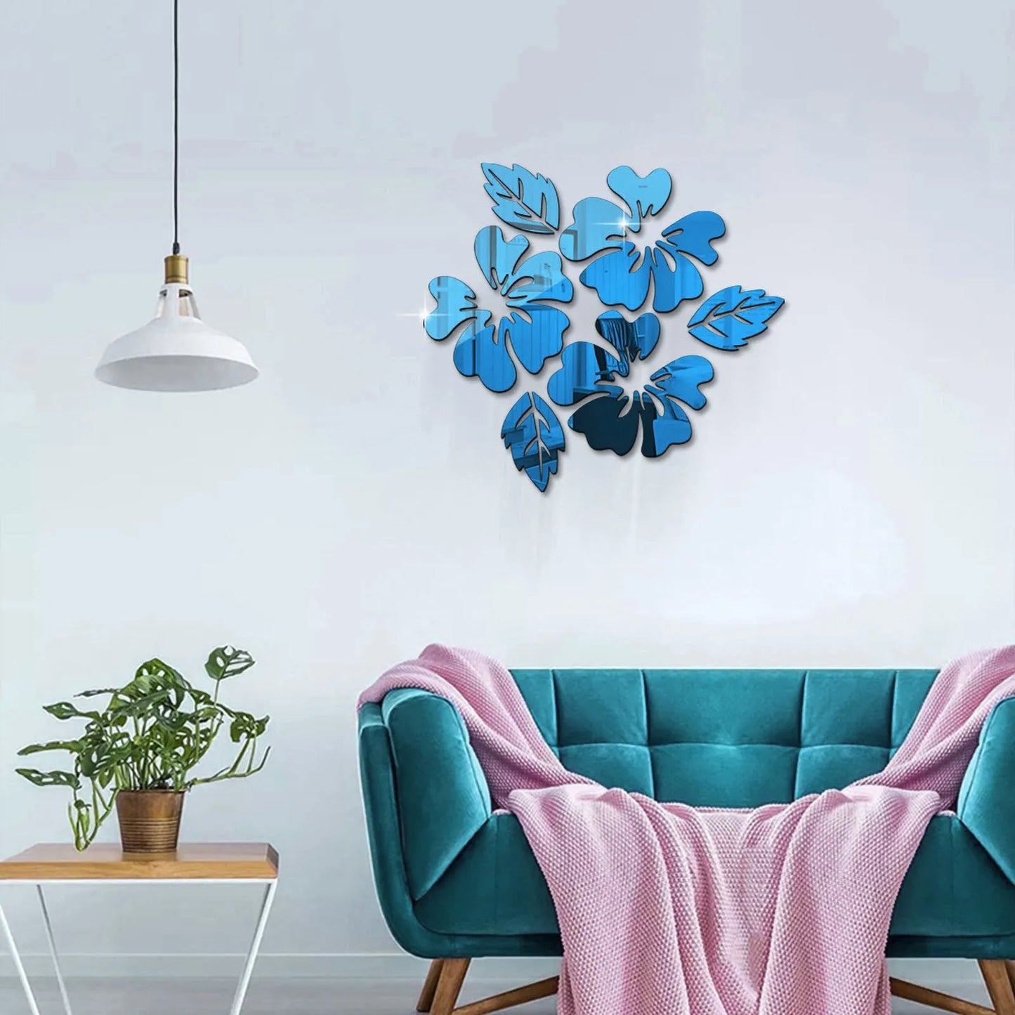 Removable 3d Mirror /Wall Flower Art Sticker Flower Art