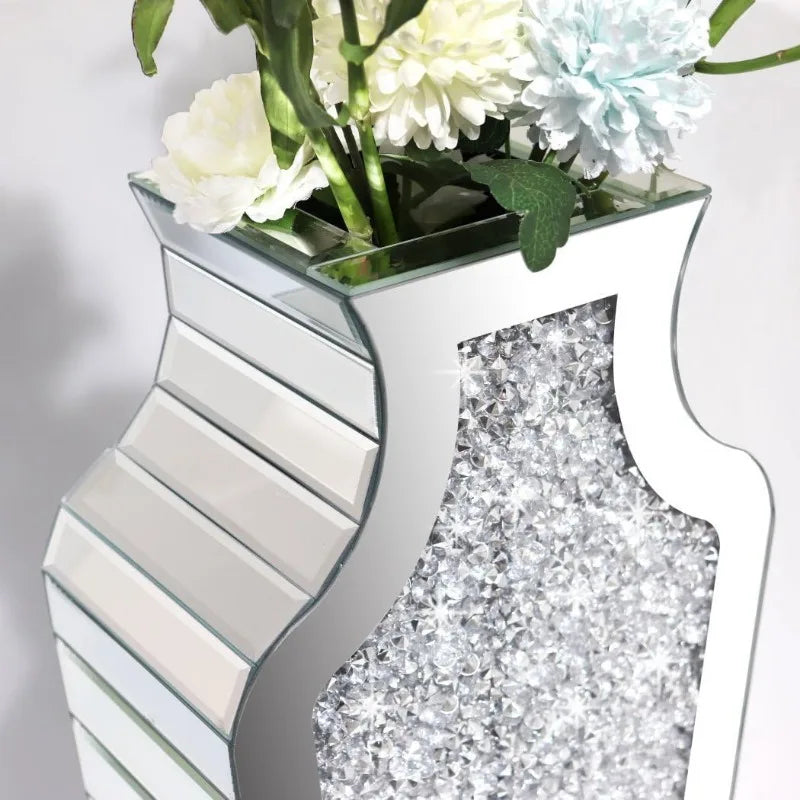 Crushed Diamond Mirrored Floor Vase 27” Tall