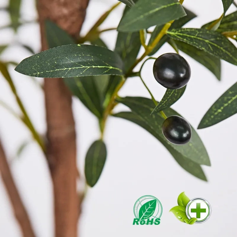 5ft Artificial Olive Tree for Home Decor         Silk Trees with Black Olivo for Indoor Outdoor House Living Room Office