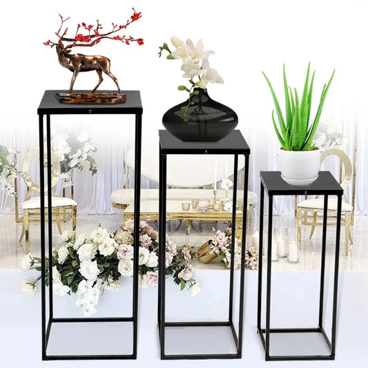 3 Metal Plant Stands, High Square Rack Flower Holder