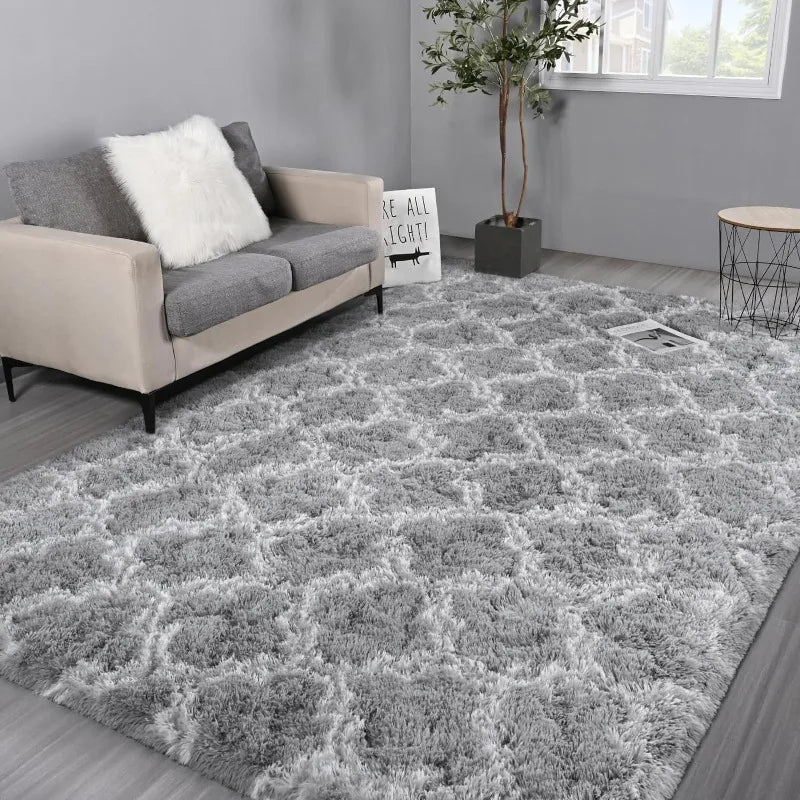 Large Area Shag Rugs, Light Grey