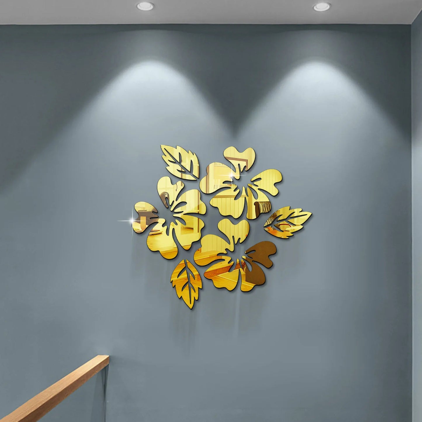 Removable 3d Mirror /Wall Flower Art Sticker Flower Art