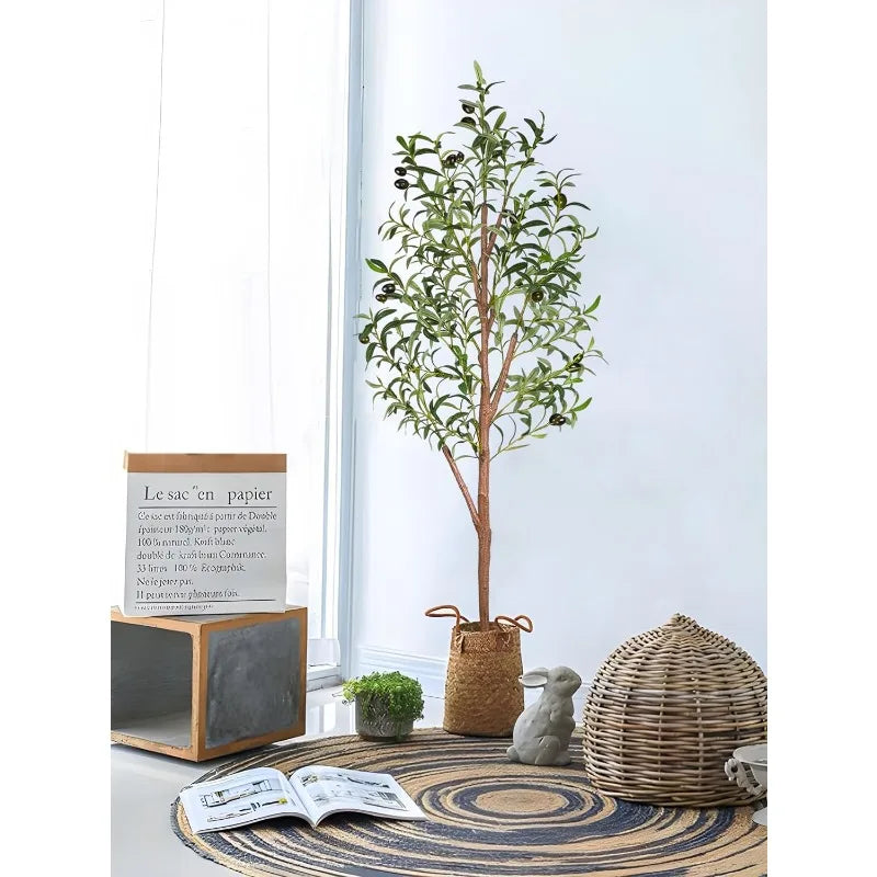 5ft Artificial Olive Tree for Home Decor         Silk Trees with Black Olivo for Indoor Outdoor House Living Room Office