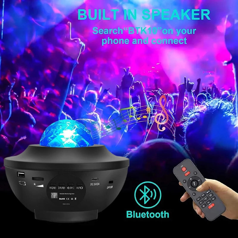 New Sky-high star laser projector lamp atmosphere lamp Bluetooth music USB flame bowl-shaped water lamp night light