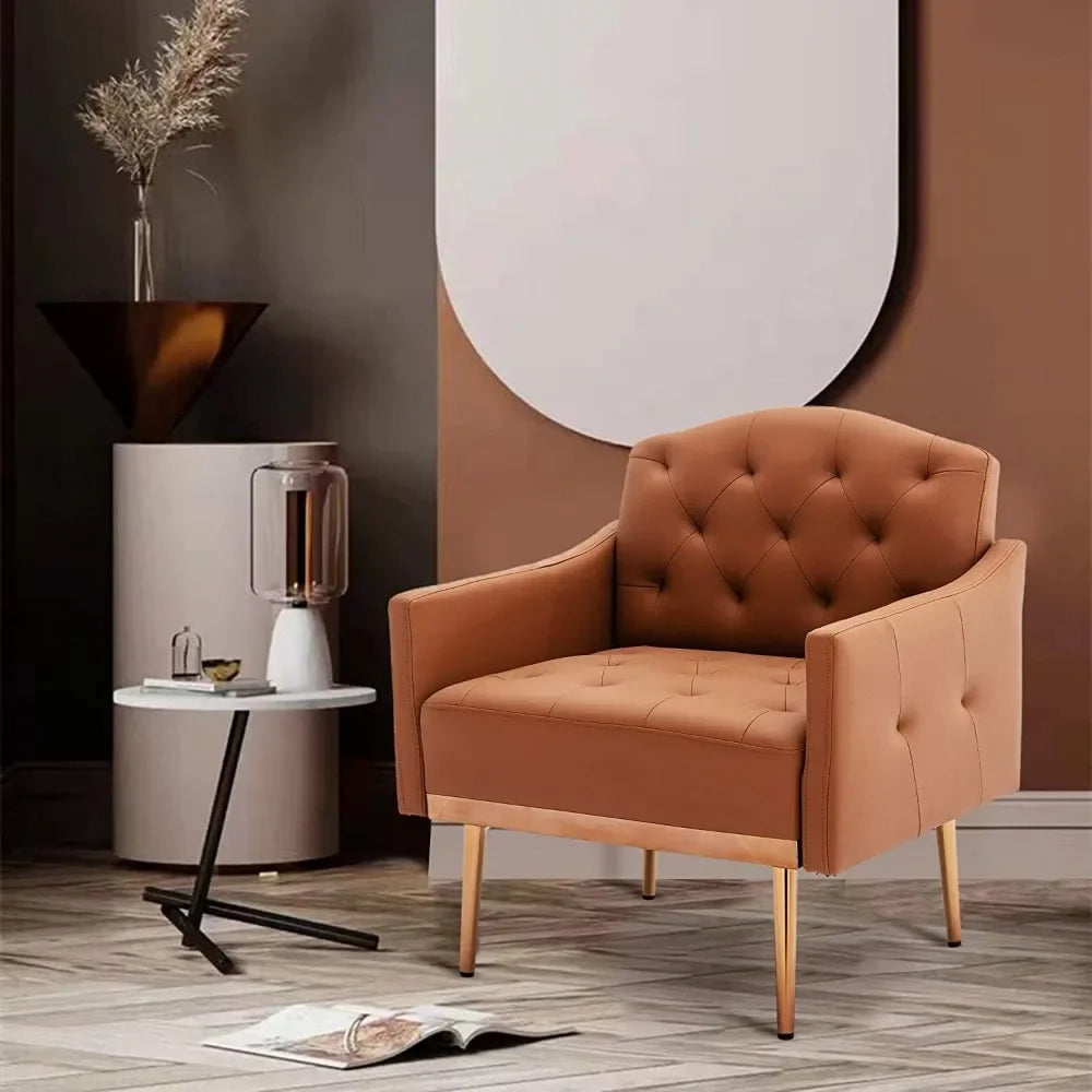 Faux Leather Accent Chair With Arms