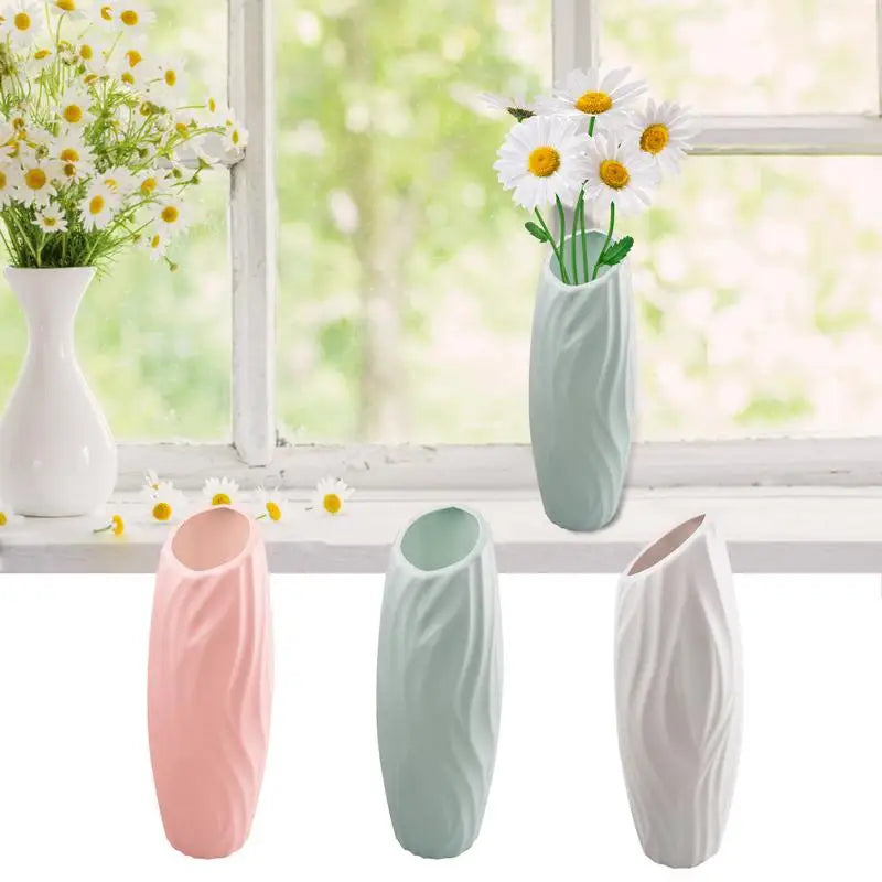 Ceramic Look Plastic Flower Vases