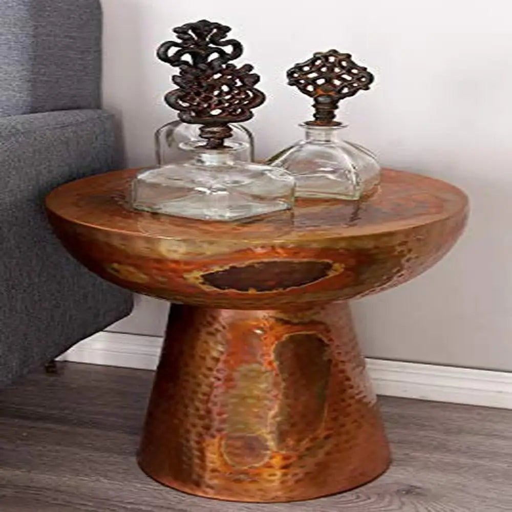 Metal Geometric Accent Side Table 14" x 14" x 20" Copper