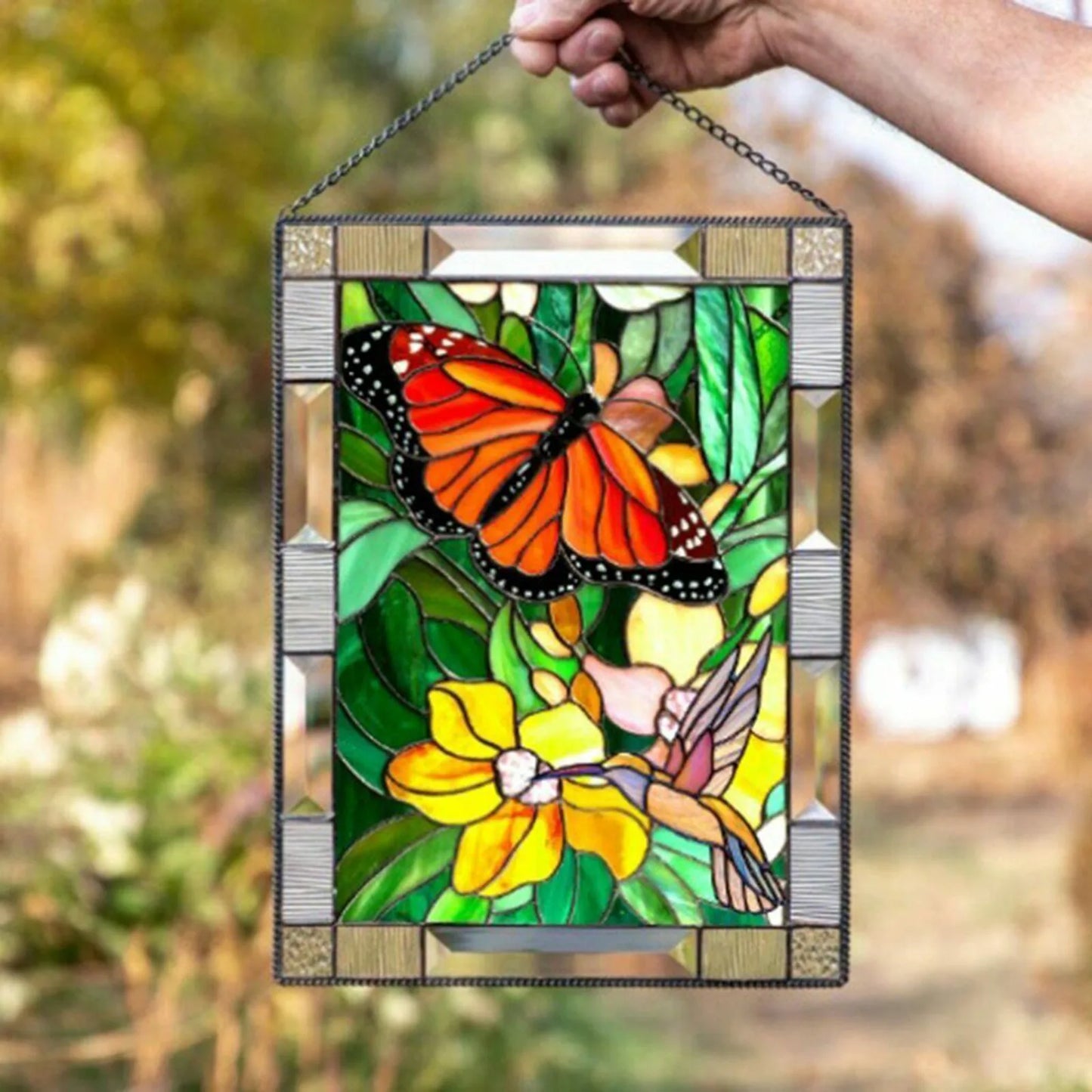 Stained Glass Rectangle Acrylic Window Hangings Panel