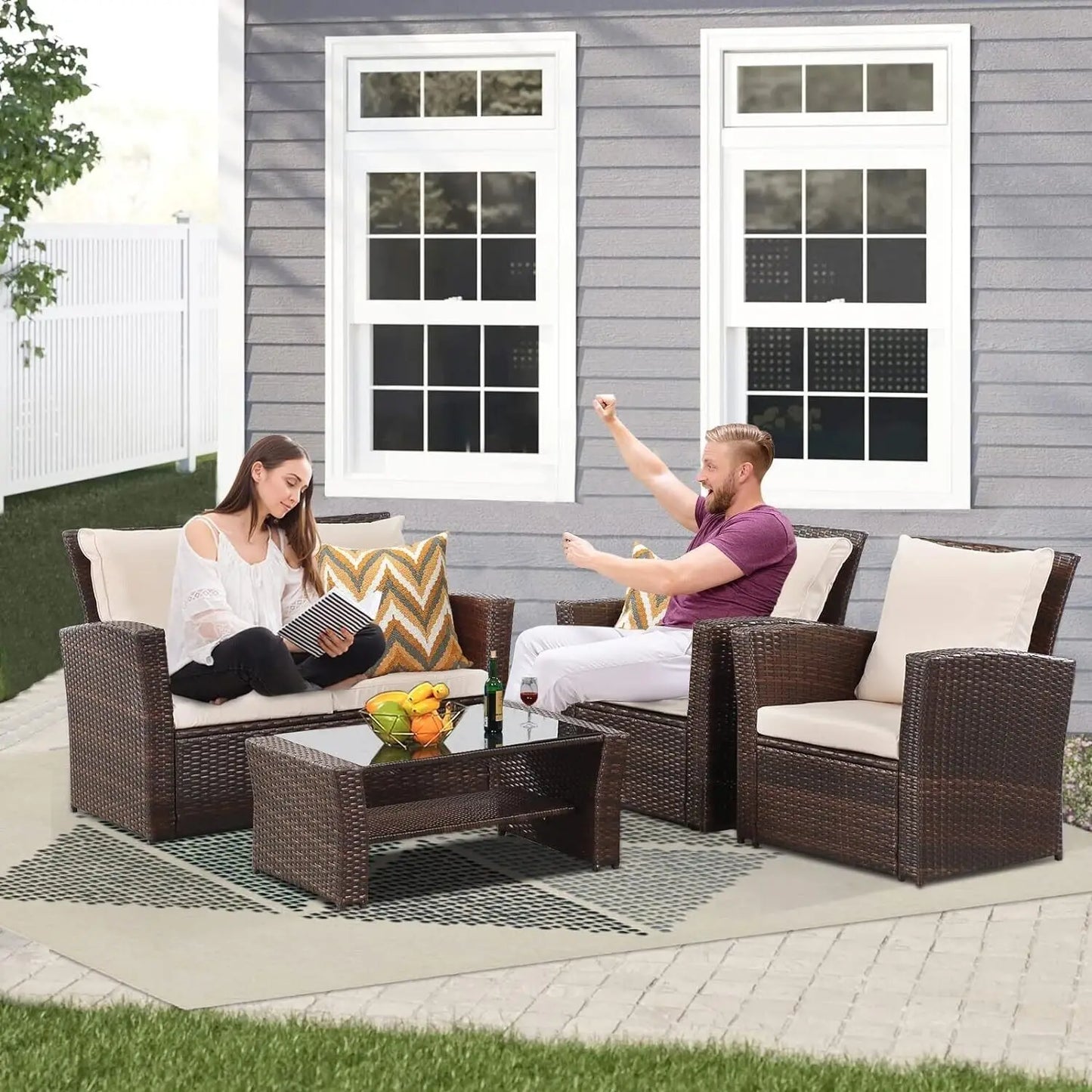 Patio Furniture Sets All-Weather Conversation Set Outdoor Wicker