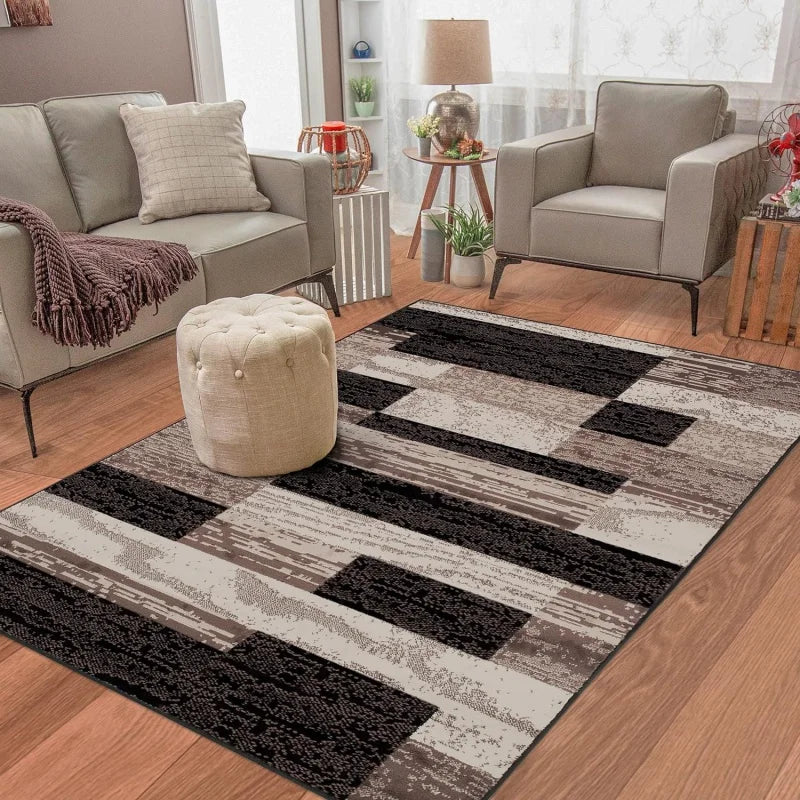 Geometric Pattern Indoor Area Rug, Jute Backed