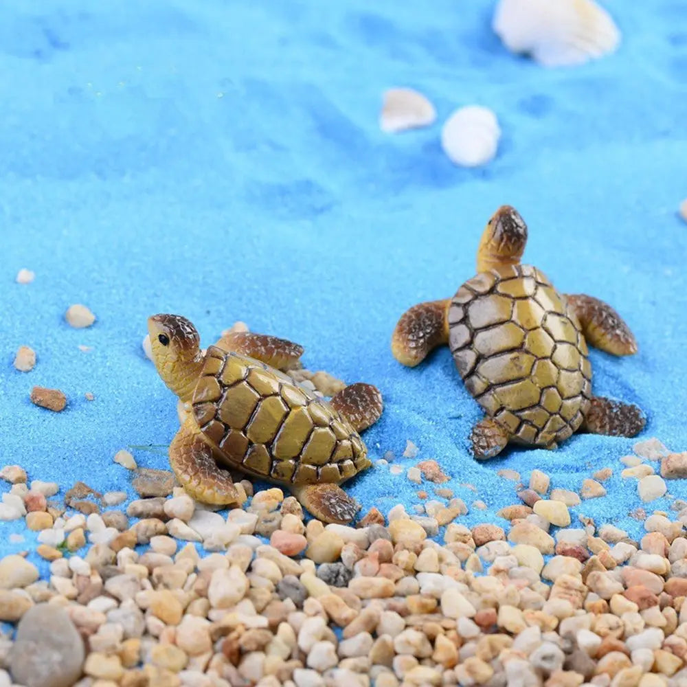 2Pcs Resin Mini Sea Turtle Figurines