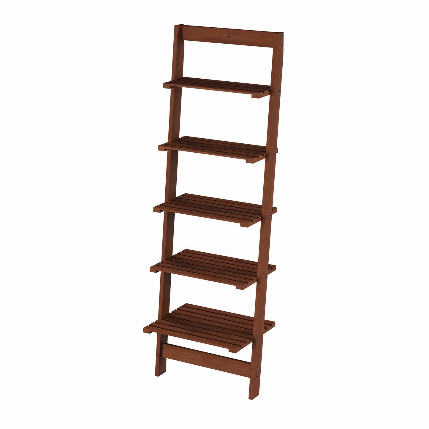 Lavish Home 5-Tier Ladder Style Decorative Wooden Bookshelf (Walnut)