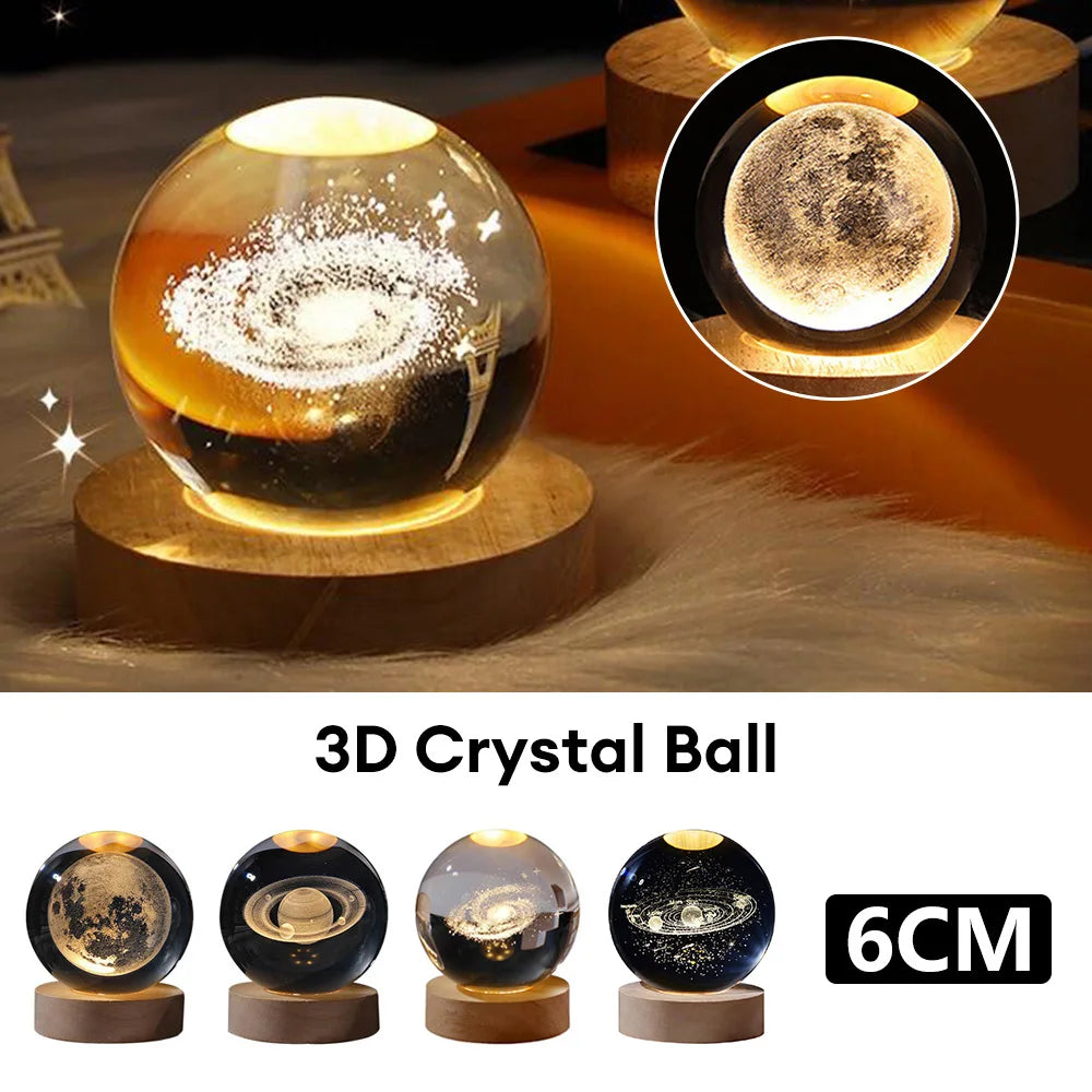 USB LED Night Light Galaxy Crystal Ball