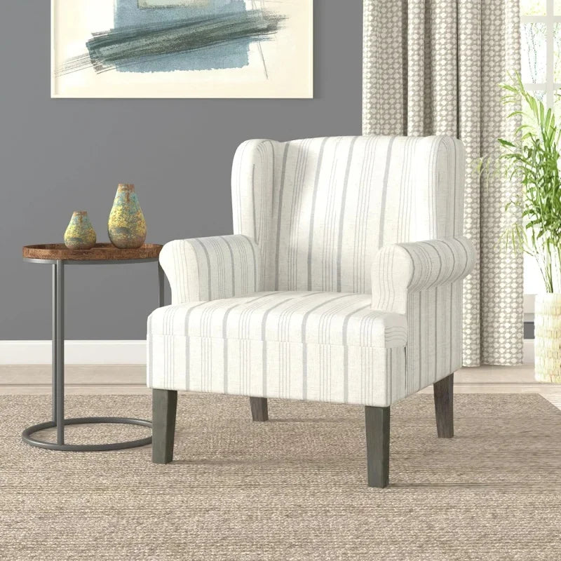 Upholstered Rolled Arm Wingback Accent Chair