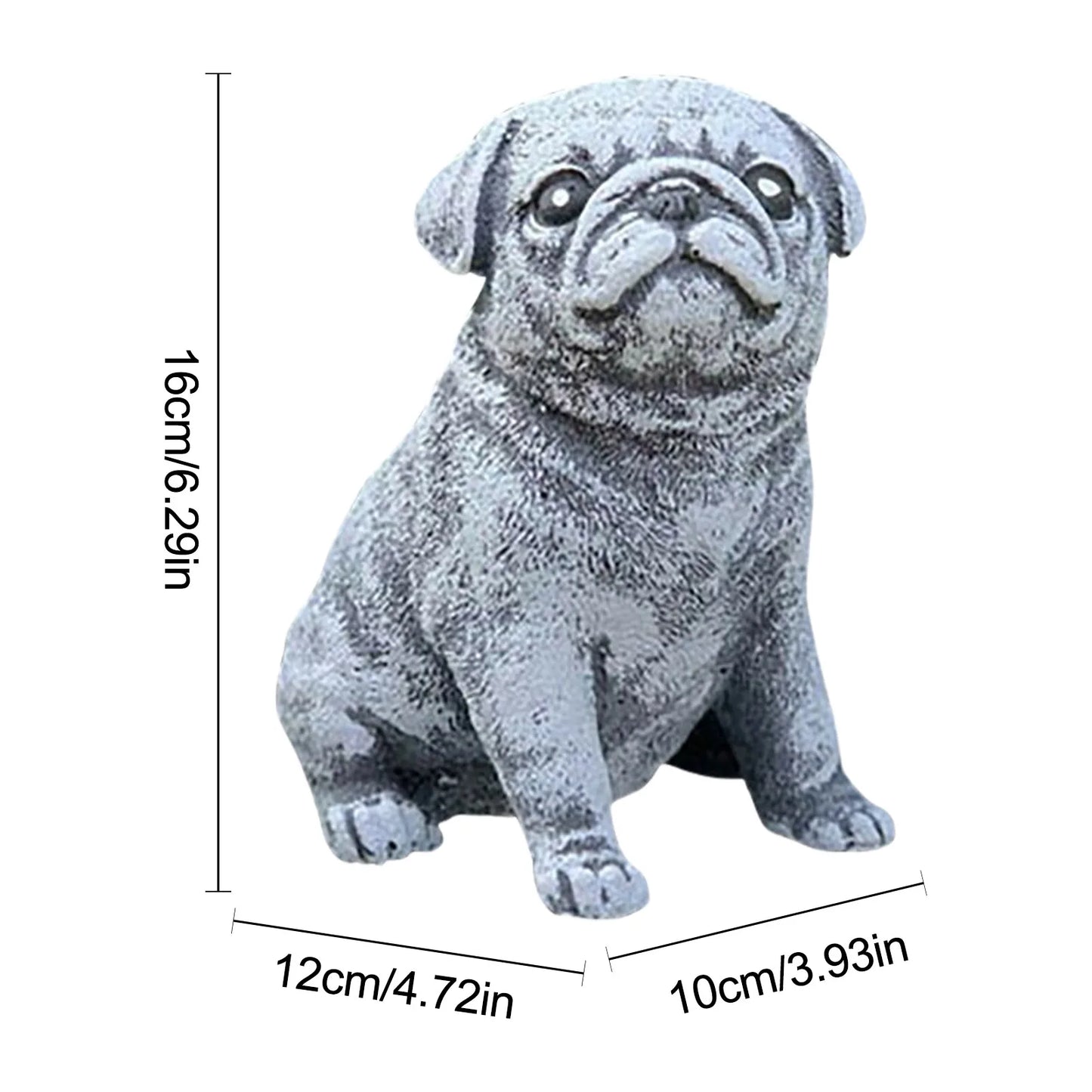 Cute Garden Pug Dog Statue, Resin