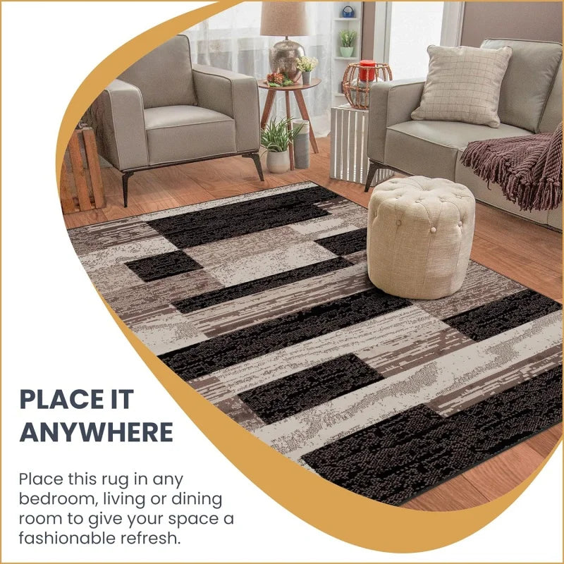 Geometric Pattern Indoor Area Rug, Jute Backed