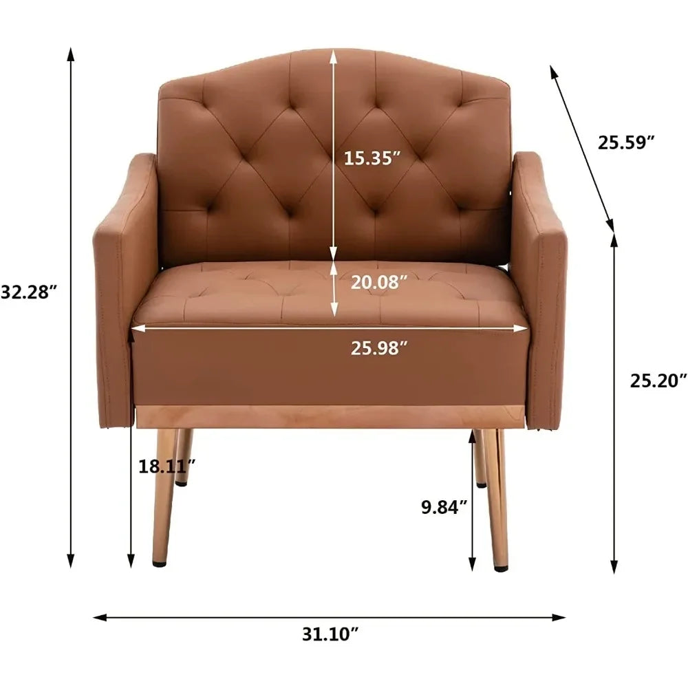 Faux Leather Accent Chair With Arms