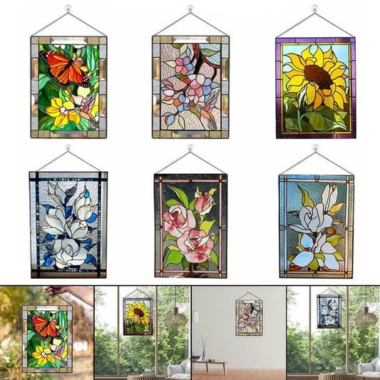 Stained Glass Rectangle Acrylic Window Hangings Panel