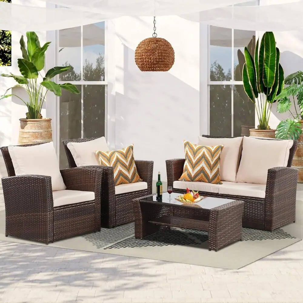 Patio Furniture Sets All-Weather Conversation Set Outdoor Wicker