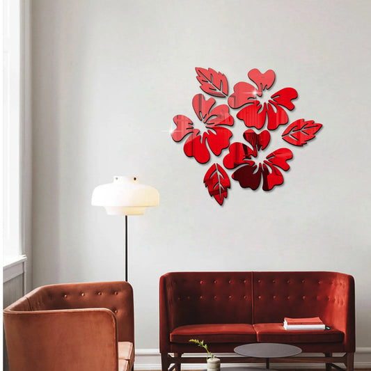 Removable 3d Mirror /Wall Flower Art Sticker Flower Art