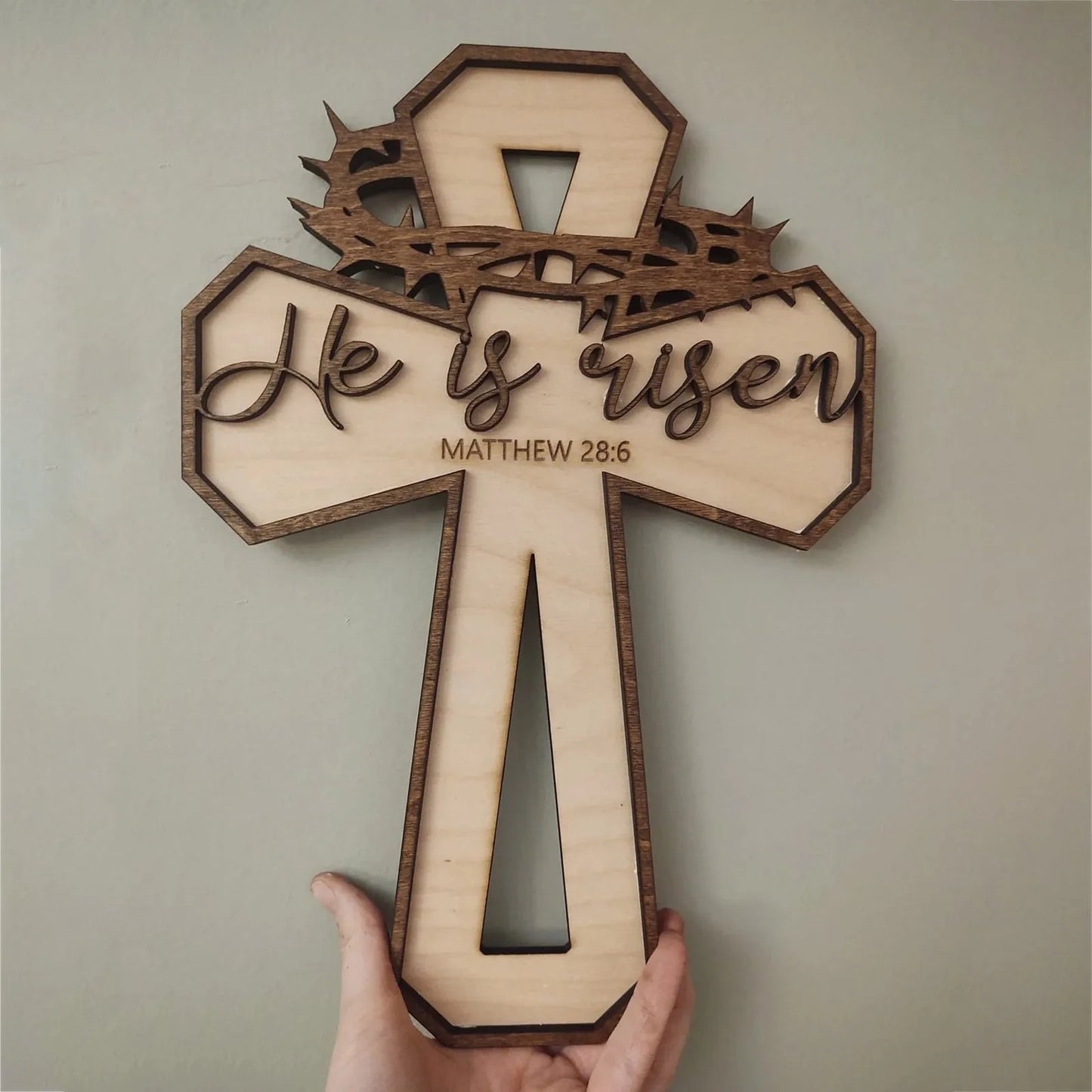 "He Is Risen" Wooden Ornament