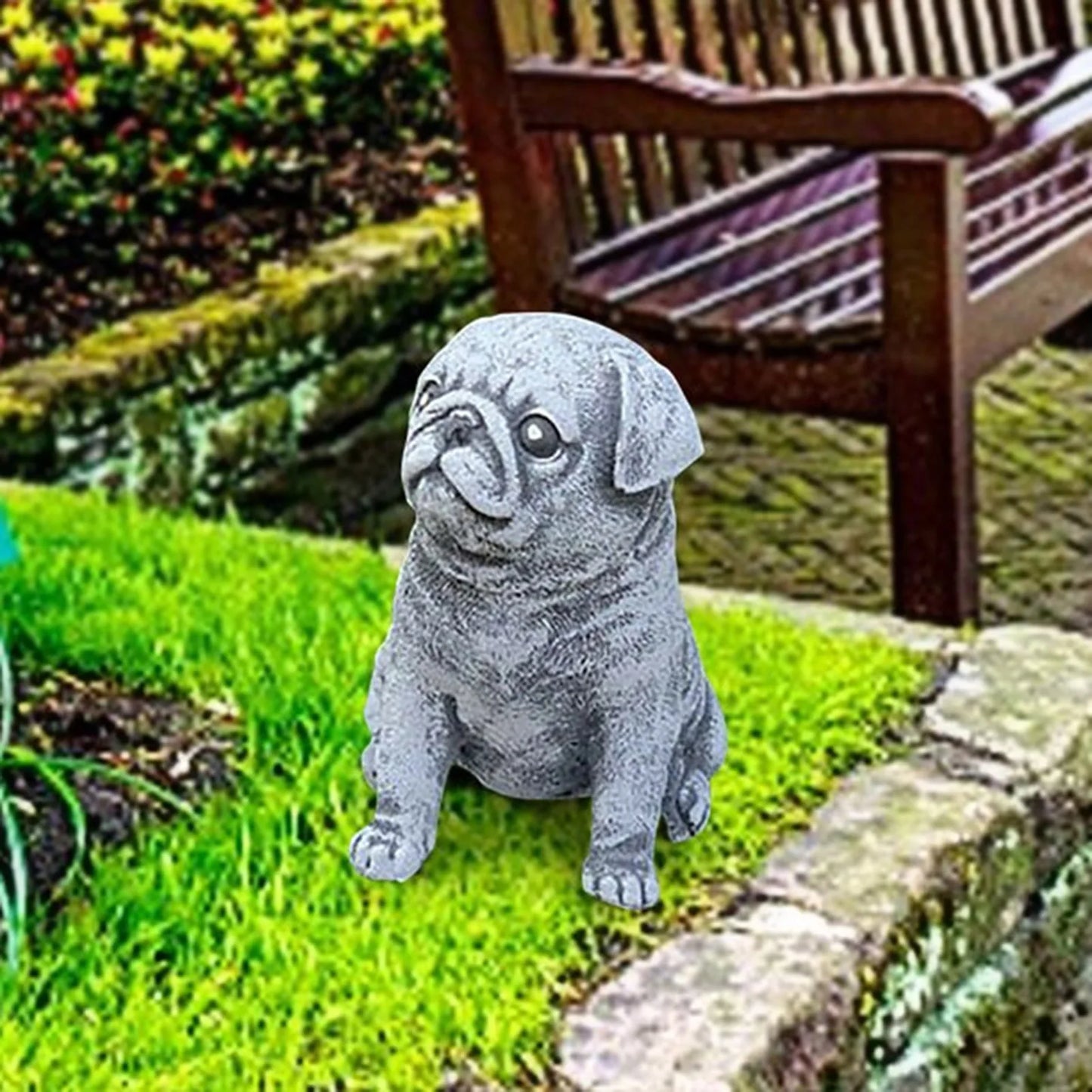 Cute Garden Pug Dog Statue, Resin