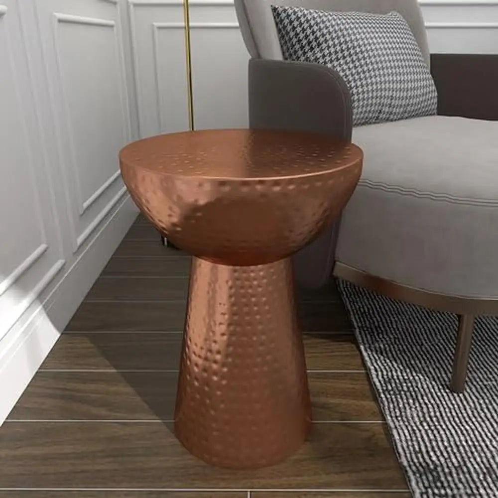 Metal Geometric Accent Side Table 14" x 14" x 20" Copper