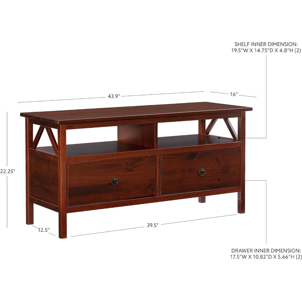 Antique Tobacco Titian TV Stand, 44.02"w x 16.02"d x 21.97"h,