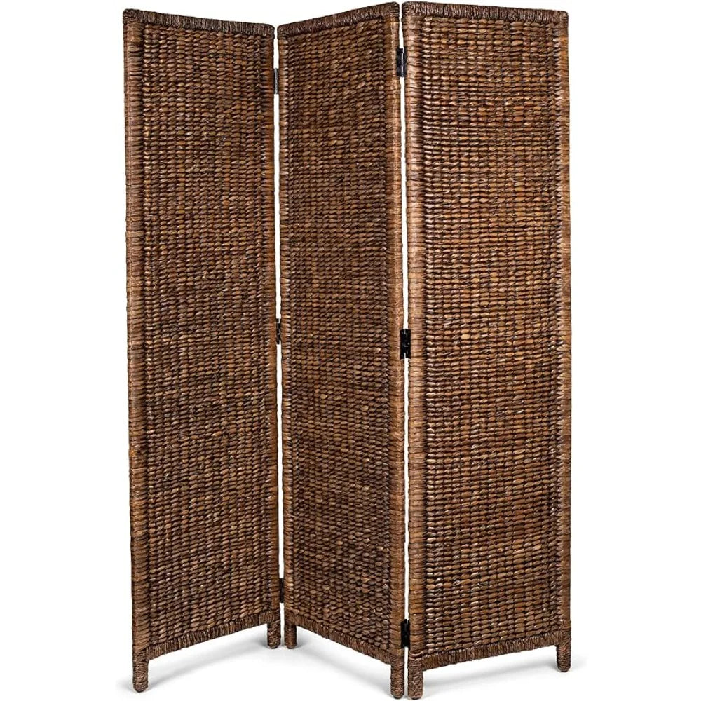 3 Panel Seagrass Room Divider/Partition Screen ,Brown Wash