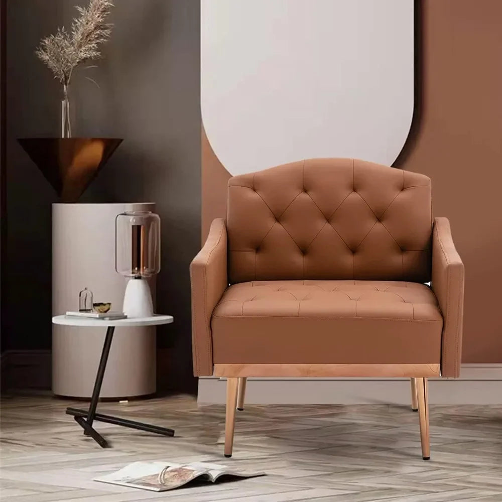 Faux Leather Accent Chair With Arms