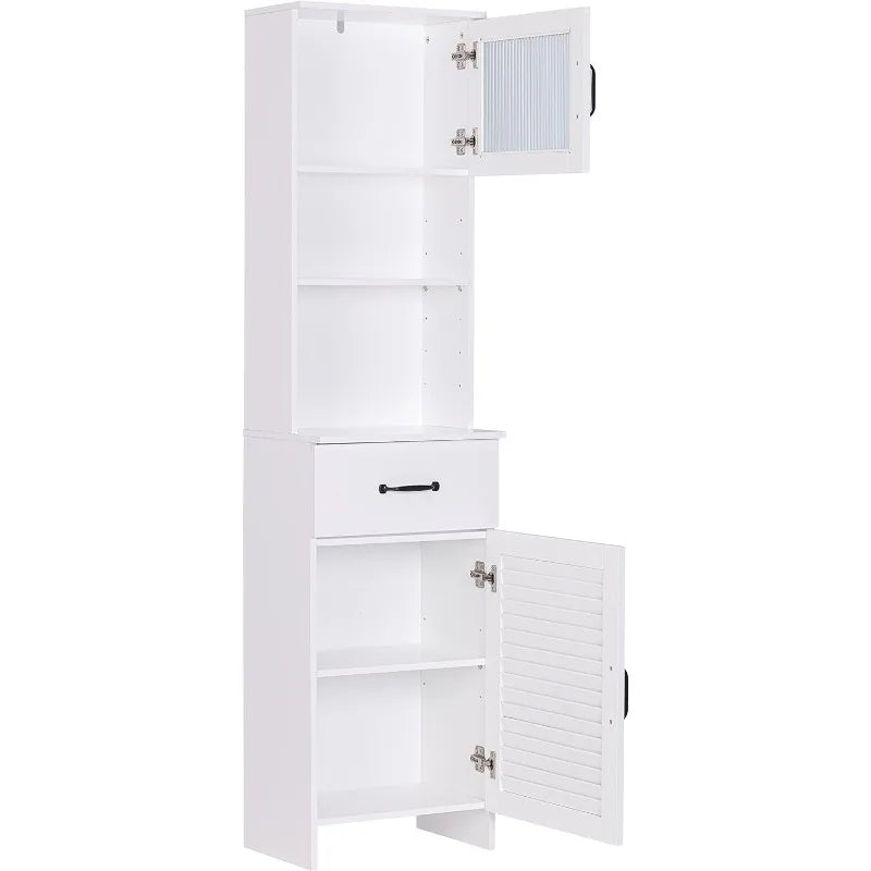 Tall Bathroom free-standing wooden Storage Cabinet