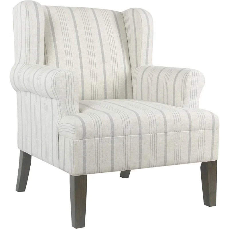 Upholstered Rolled Arm Wingback Accent Chair