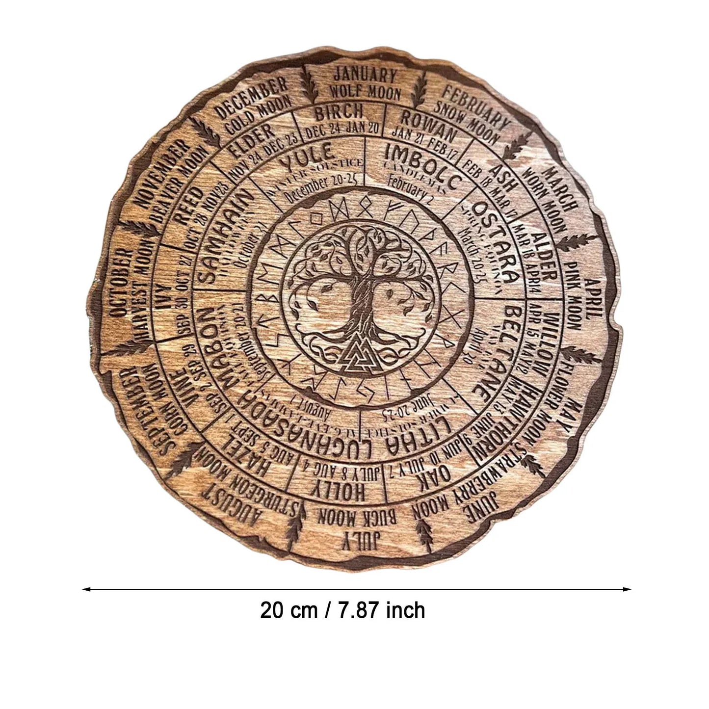 Engraved Wheel Of The Year Calendar Round Shape