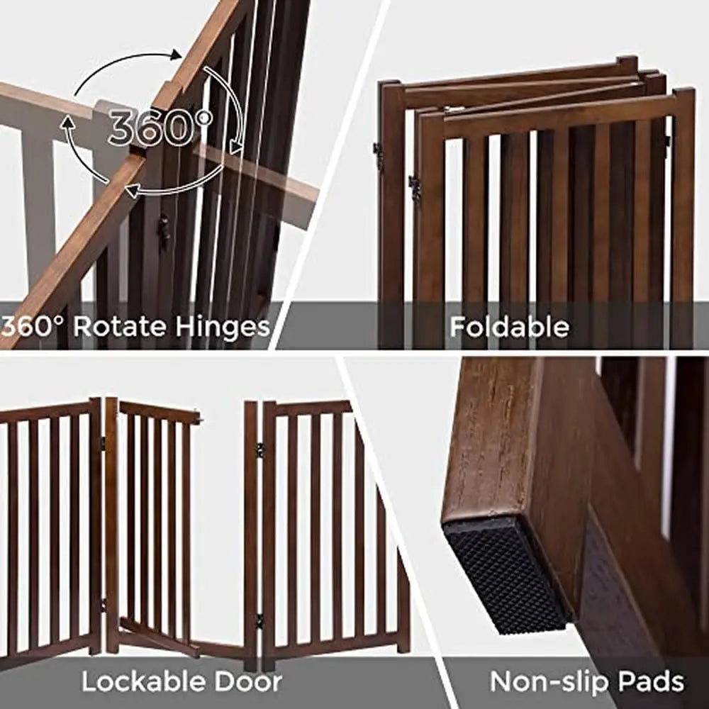 Solid Oak Wood 32" Pet Gate/Door Accordion Folding Fence