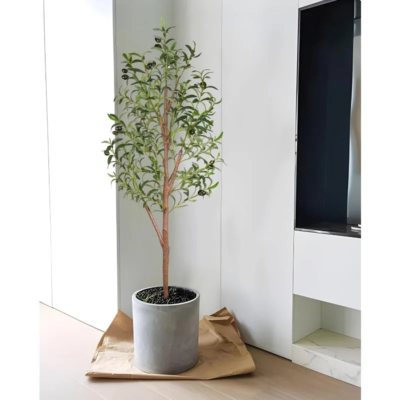 5ft Artificial Olive Tree for Home Decor         Silk Trees with Black Olivo for Indoor Outdoor House Living Room Office