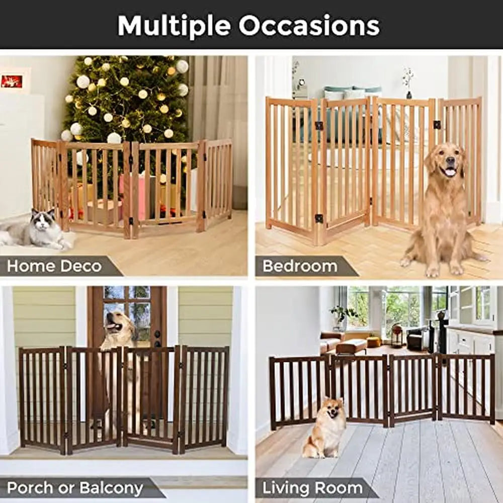 Solid Oak Wood 32" Pet Gate/Door Accordion Folding Fence