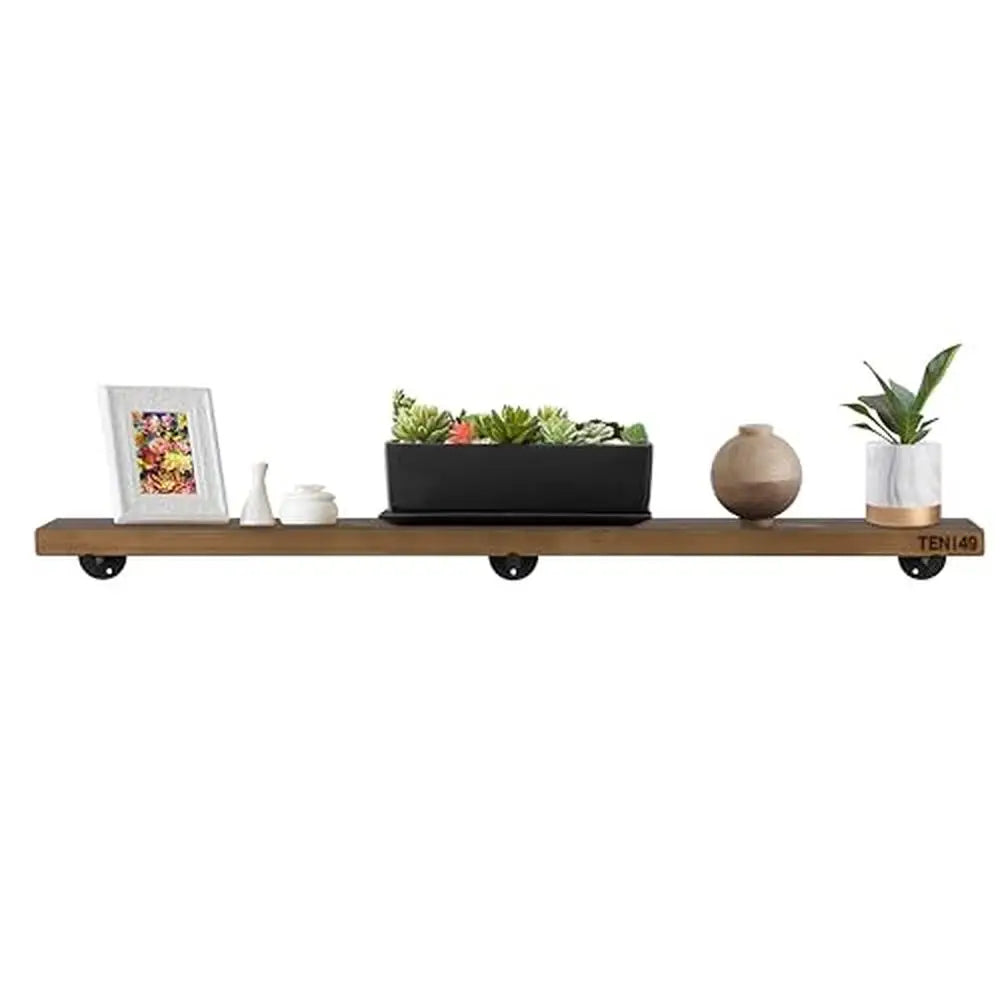 60" Industrial Rustic Wood Floating Shelf