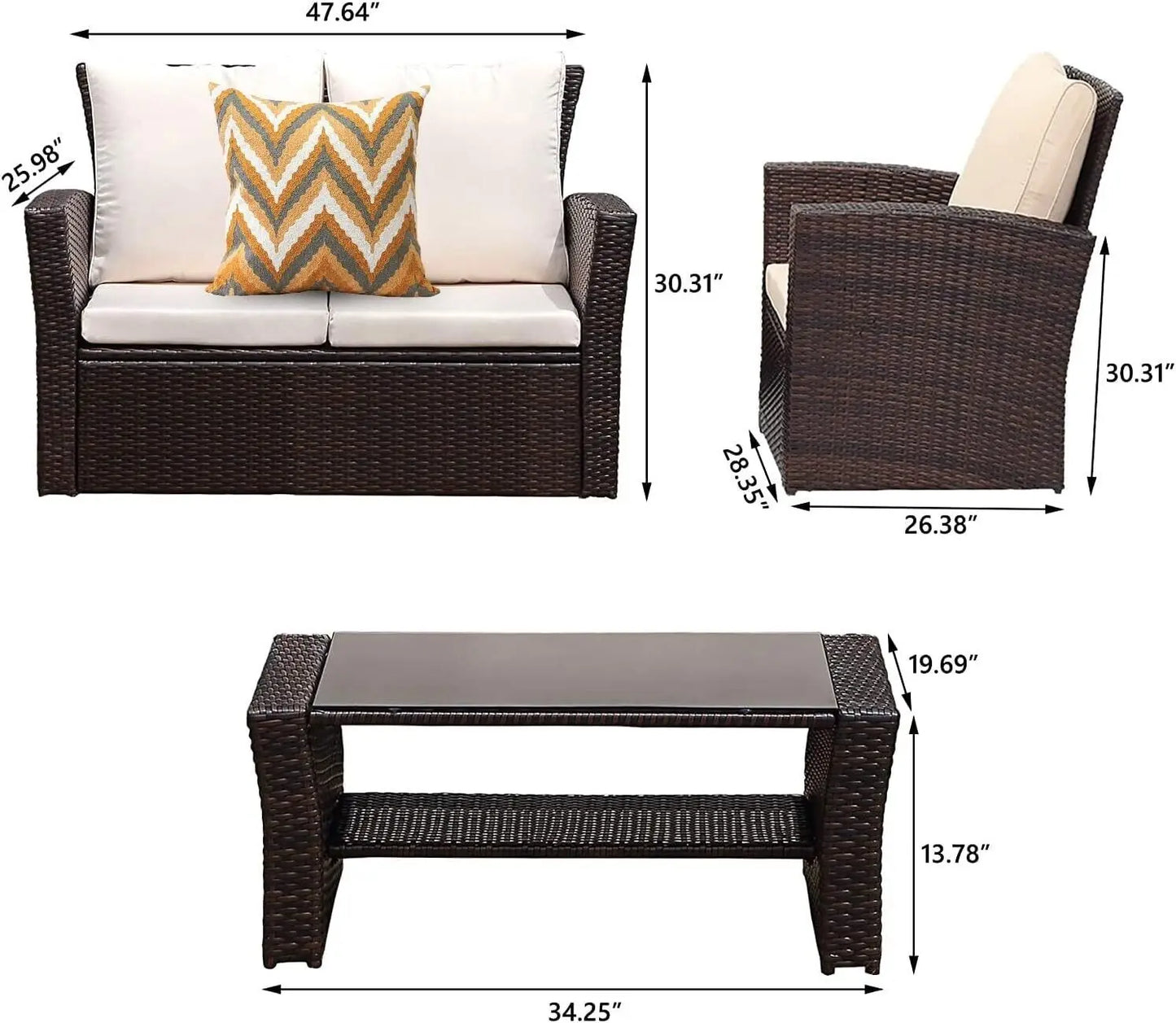 Patio Furniture Sets All-Weather Conversation Set Outdoor Wicker